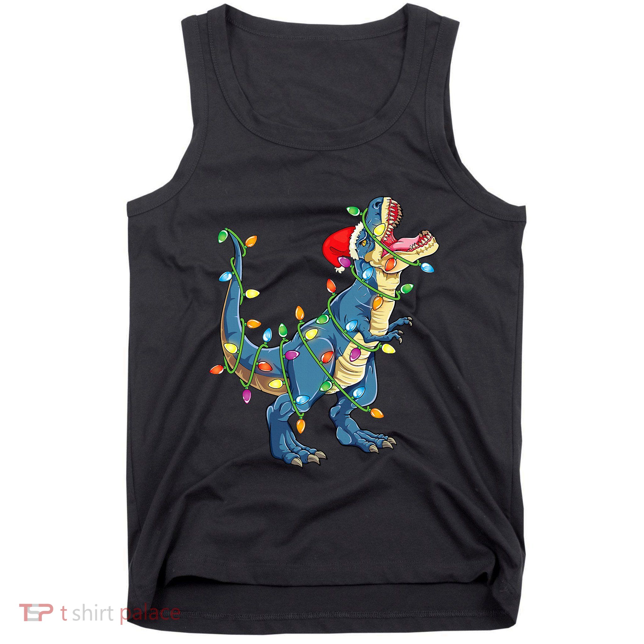 Christmas Tree Lights Funny T Rex Tank Top