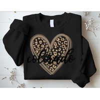 Colorado Tee Leopard Print Heart Graphic Sweatshirt