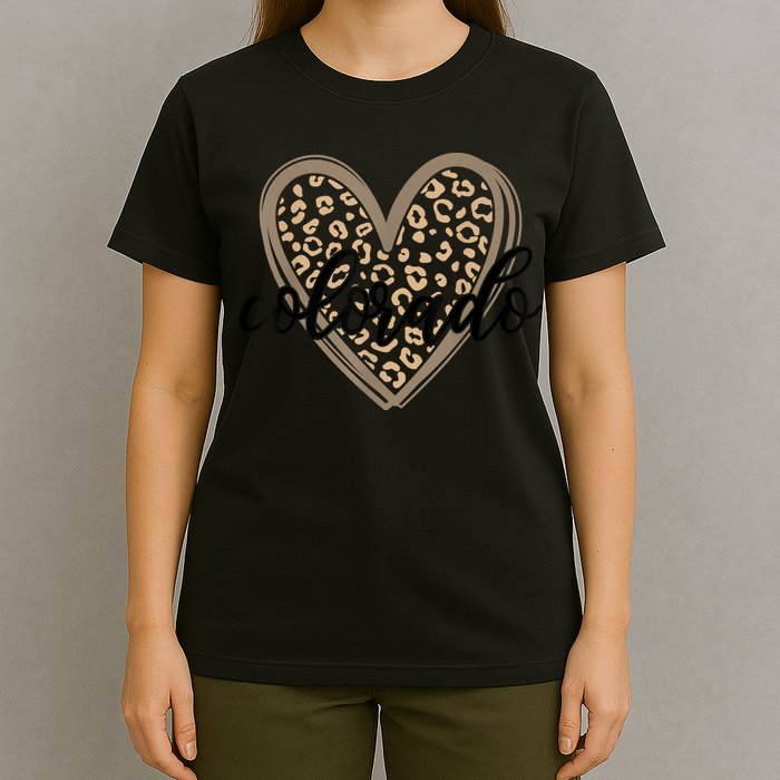 Colorado Tee Leopard Print Heart Graphic T-Shirt
