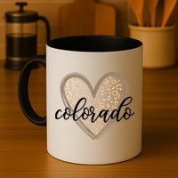 Colorado Tee Leopard Print Heart Graphic Mug