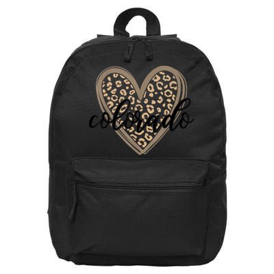 Colorado Tee Leopard Print Heart Graphic 16 in Basic Backpack