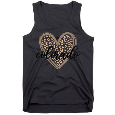 Colorado Tee Leopard Print Heart Graphic Tank Top