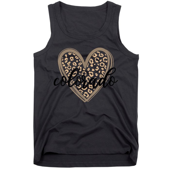 Colorado Tee Leopard Print Heart Graphic Tank Top