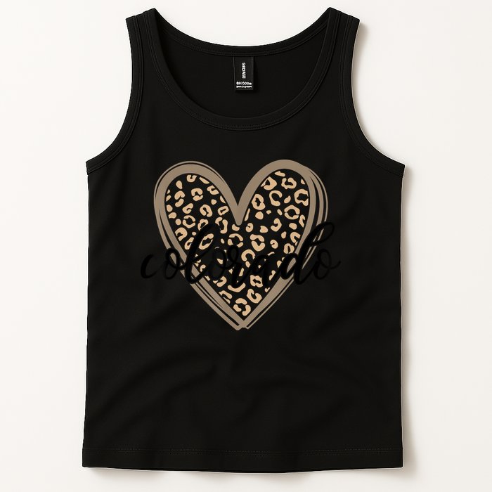 Colorado Tee Leopard Print Heart Graphic Tank Top