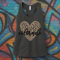 Colorado Tee Leopard Print Heart Graphic Womens Tank Top