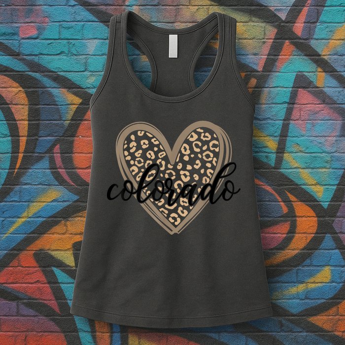 Colorado Tee Leopard Print Heart Graphic Womens Tank Top
