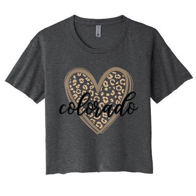 Colorado Tee Leopard Print Heart Graphic Crop Top