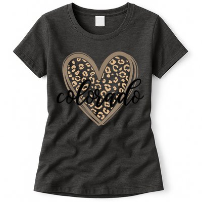 Colorado Tee Leopard Print Heart Graphic Womens T-Shirt