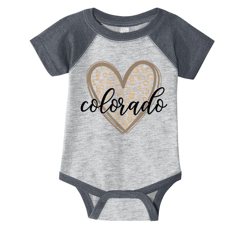Colorado Tee Leopard Print Heart Graphic Infant Baby Jersey Bodysuit