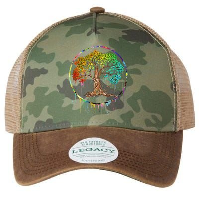 Colorful Tree Life Is Really Good Tree Art Watercolor Circle Legacy Tie Dye Trucker Hat