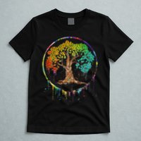 Colorful Tree Life Is Really Good Tree Art Watercolor Circle T-Shirt