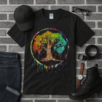 Colorful Tree Life Is Really Good Tree Art Watercolor Circle Tall T-Shirt