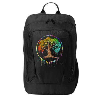 Colorful Tree Life Is Really Good Tree Art Watercolor Circle City Backpack