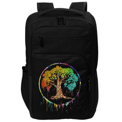 Colorful Tree Life Is Really Good Tree Art Watercolor Circle Impact Tech Backpack
