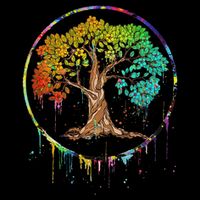 Colorful Tree Life Is Really Good Tree Art Watercolor Circle Button