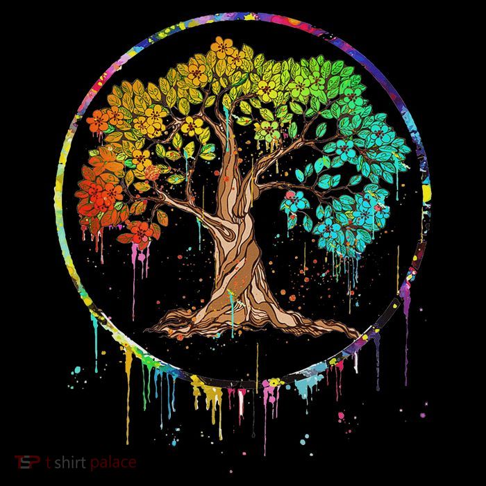 Colorful Tree Life Is Really Good Tree Art Watercolor Circle Flatbill Hat