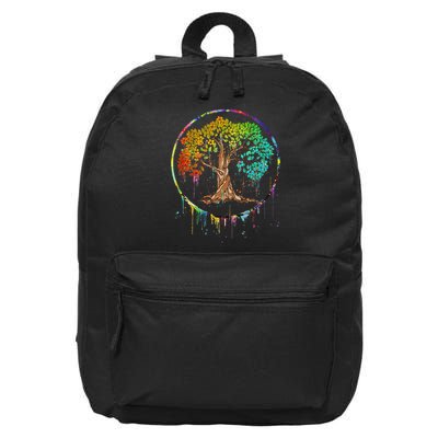 Colorful Tree Life Is Really Good Tree Art Watercolor Circle 16 in Basic Backpack