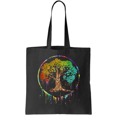 Colorful Tree Life Is Really Good Tree Art Watercolor Circle Bag