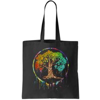 Colorful Tree Life Is Really Good Tree Art Watercolor Circle Bag