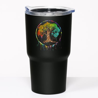 Colorful Tree Life Is Really Good Tree Art Watercolor Circle Tumbler
