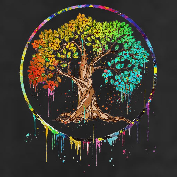 Colorful Tree Life Is Really Good Tree Art Watercolor Circle Tumbler