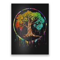 Colorful Tree Life Is Really Good Tree Art Watercolor Circle Poster