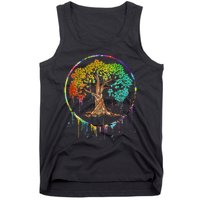 Colorful Tree Life Is Really Good Tree Art Watercolor Circle Tank Top