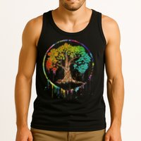 Colorful Tree Life Is Really Good Tree Art Watercolor Circle Tank Top