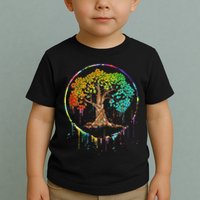 Colorful Tree Life Is Really Good Tree Art Watercolor Circle Toddler T-Shirt