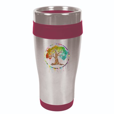 Colorful Tree Life Is Really Good Tree Art Watercolor Circle 16oz Travel Tumbler