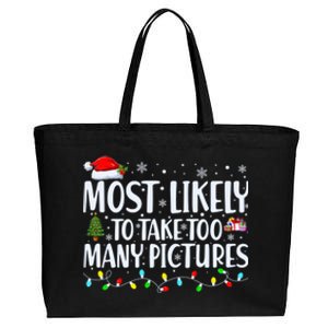 Christmas Tree Lights Most Likely To Take Too Y Pictures Gift Cotton Canvas Jumbo Tote