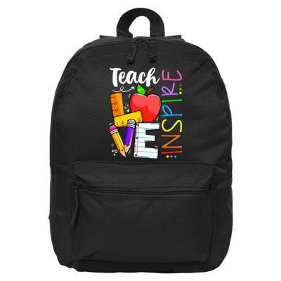 Cute Teach Love And Inspire Teacher 16 in Basic Backpack