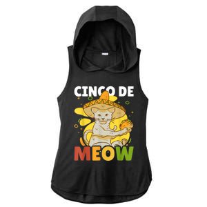 Cinco The Meow With Cat For Cinco De Mayo Ladies PosiCharge Tri-Blend Wicking Draft Hoodie Tank