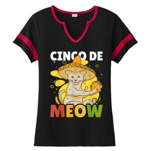 Cinco The Meow With Cat For Cinco De Mayo Ladies Halftime Notch Neck Tee