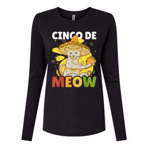 Cinco The Meow With Cat For Cinco De Mayo Womens Cotton Relaxed Long Sleeve T-Shirt