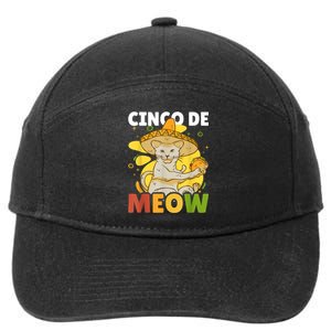 Cinco The Meow With Cat For Cinco De Mayo 7-Panel Snapback Hat