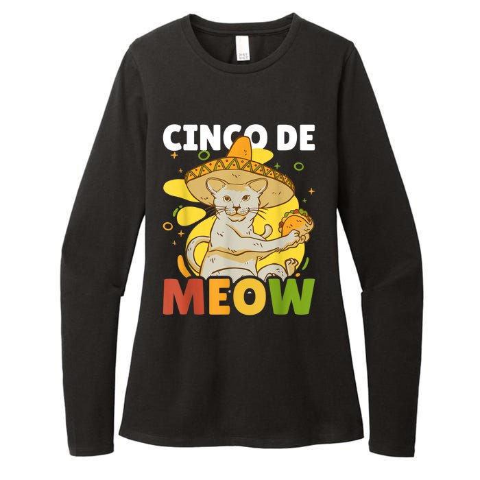 Cinco The Meow With Cat For Cinco De Mayo Womens CVC Long Sleeve Shirt