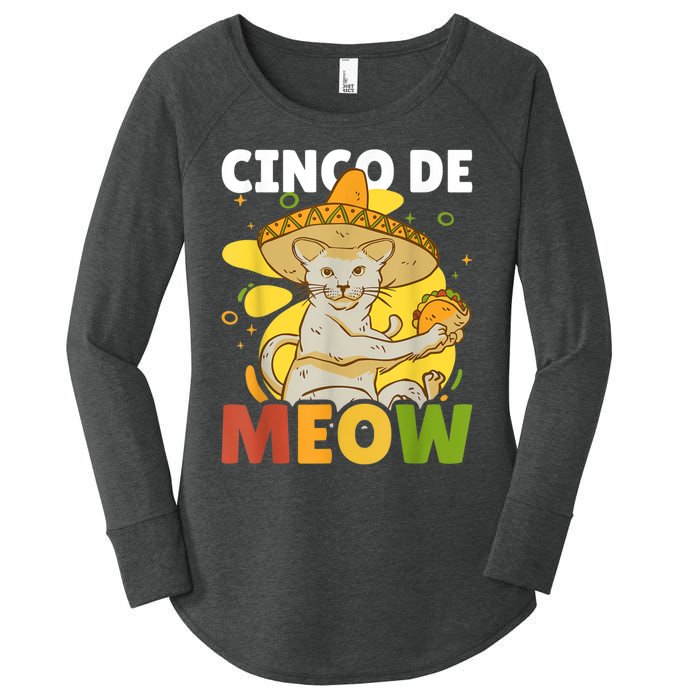 Cinco The Meow With Cat For Cinco De Mayo Women's Perfect Tri Tunic Long Sleeve Shirt