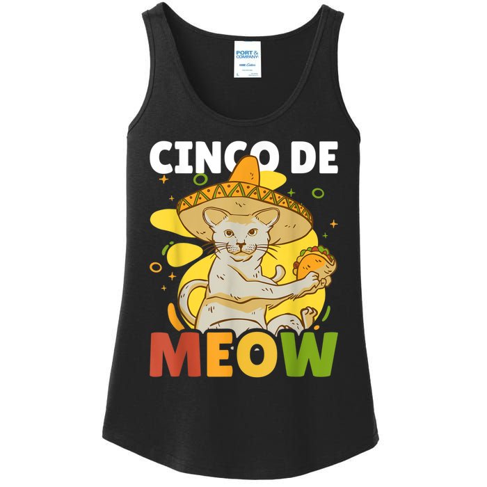 Cinco The Meow With Cat For Cinco De Mayo Ladies Essential Tank