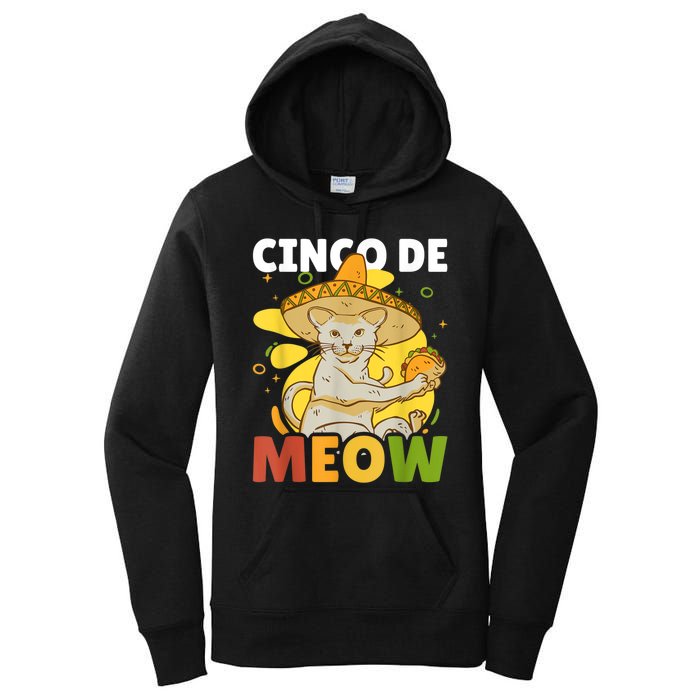 Cinco The Meow With Cat For Cinco De Mayo Women's Pullover Hoodie