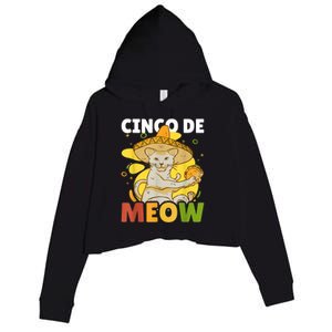 Cinco The Meow With Cat For Cinco De Mayo Crop Fleece Hoodie