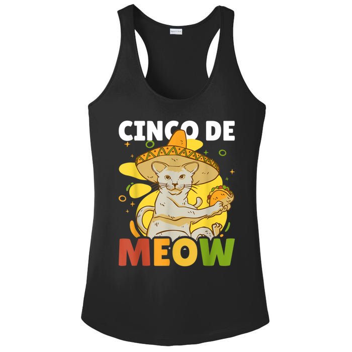 Cinco The Meow With Cat For Cinco De Mayo Ladies PosiCharge Competitor Racerback Tank