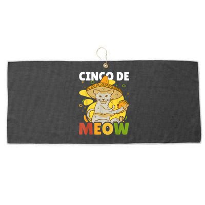 Cinco The Meow With Cat For Cinco De Mayo Large Microfiber Waffle Golf Towel