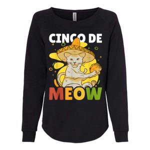 Cinco The Meow With Cat For Cinco De Mayo Womens California Wash Sweatshirt