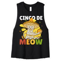 Cinco The Meow With Cat For Cinco De Mayo Women's Racerback Cropped Tank