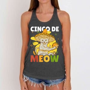 Cinco The Meow With Cat For Cinco De Mayo Women's Knotted Racerback Tank