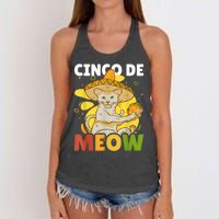 Cinco The Meow With Cat For Cinco De Mayo Women's Knotted Racerback Tank