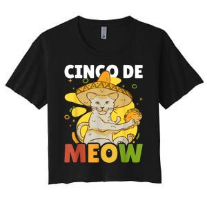 Cinco The Meow With Cat For Cinco De Mayo Women's Crop Top Tee