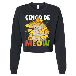 Cinco The Meow With Cat For Cinco De Mayo Cropped Pullover Crew