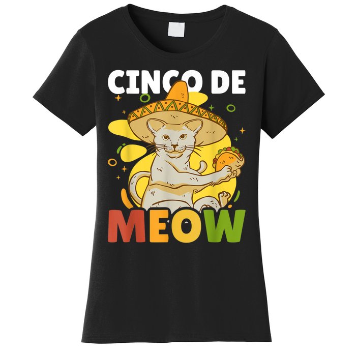 Cinco The Meow With Cat For Cinco De Mayo Women's T-Shirt